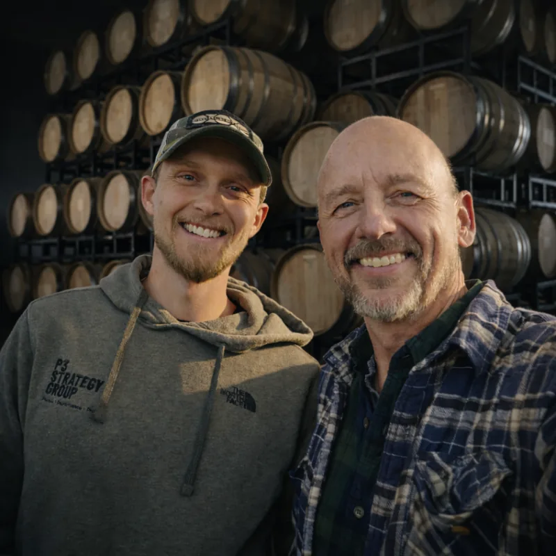 Craig and Jack in the Kindred barrel room
